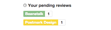 Pending reviews on Dashboard
