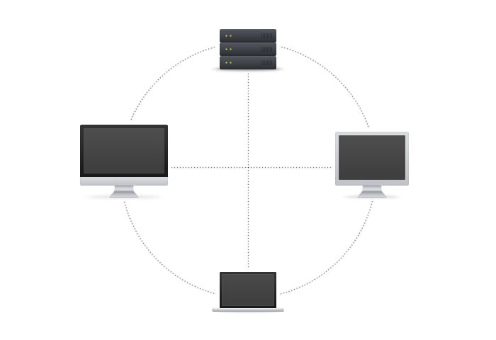 Illustration of distributed computers